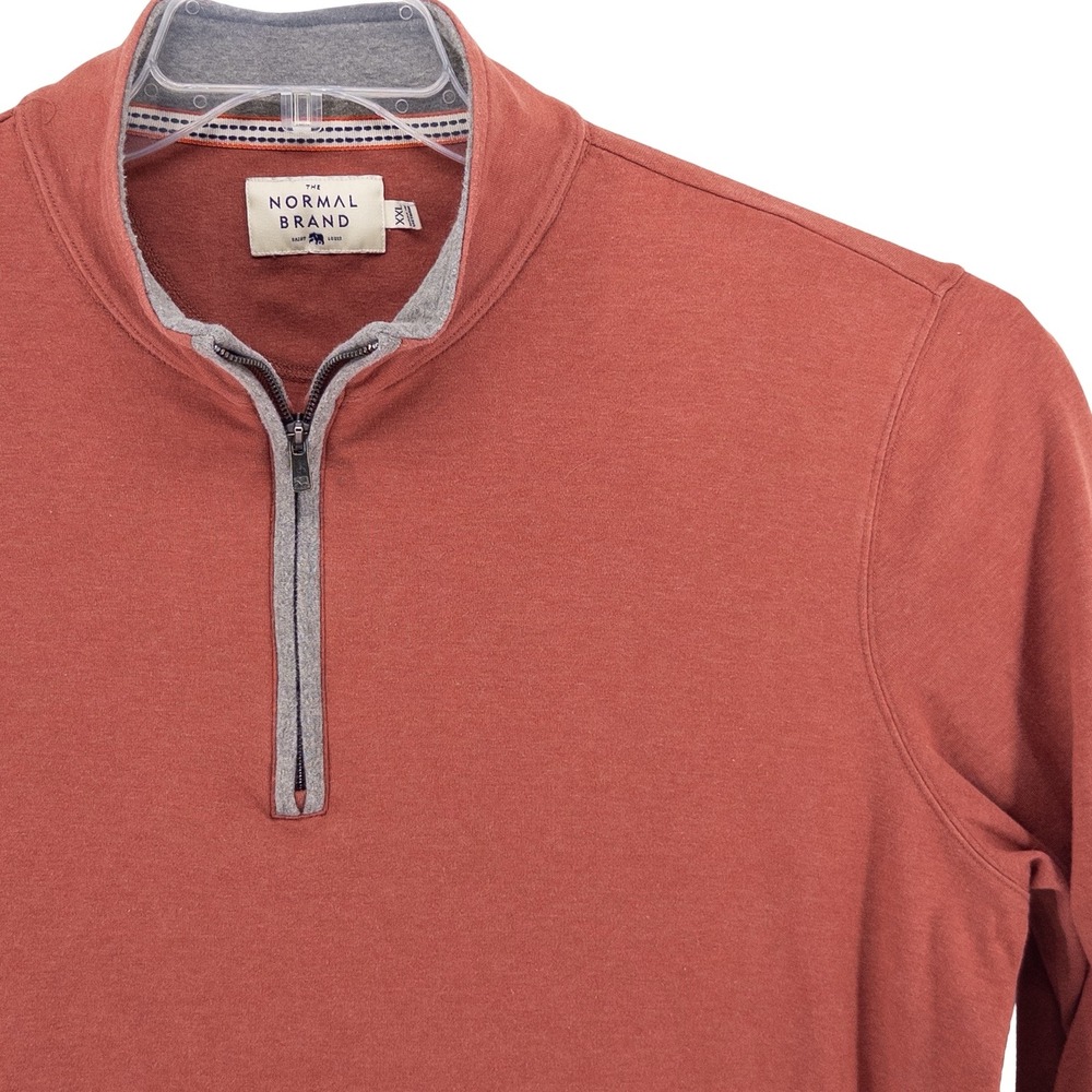 The Normal Brand Mens XXL Puremeso Weekend Quarter Zip Pullover Rust Orange